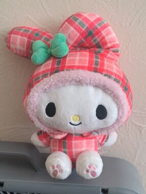 Hello Kitty Holiday Edition Plush Sanrio in Pink & White Plaid